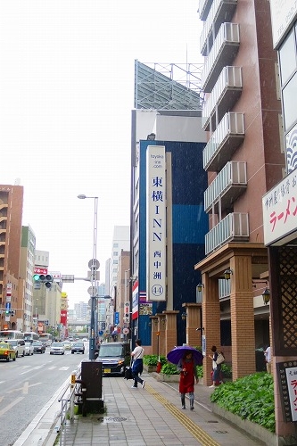 雨の筑前内野宿は長崎街道の宿場町